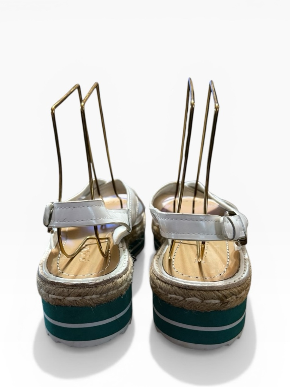Prada Monolith White Leather Crisscross Platform Espadrille Sandals EU 37 US 7 - Picture 5 of 12